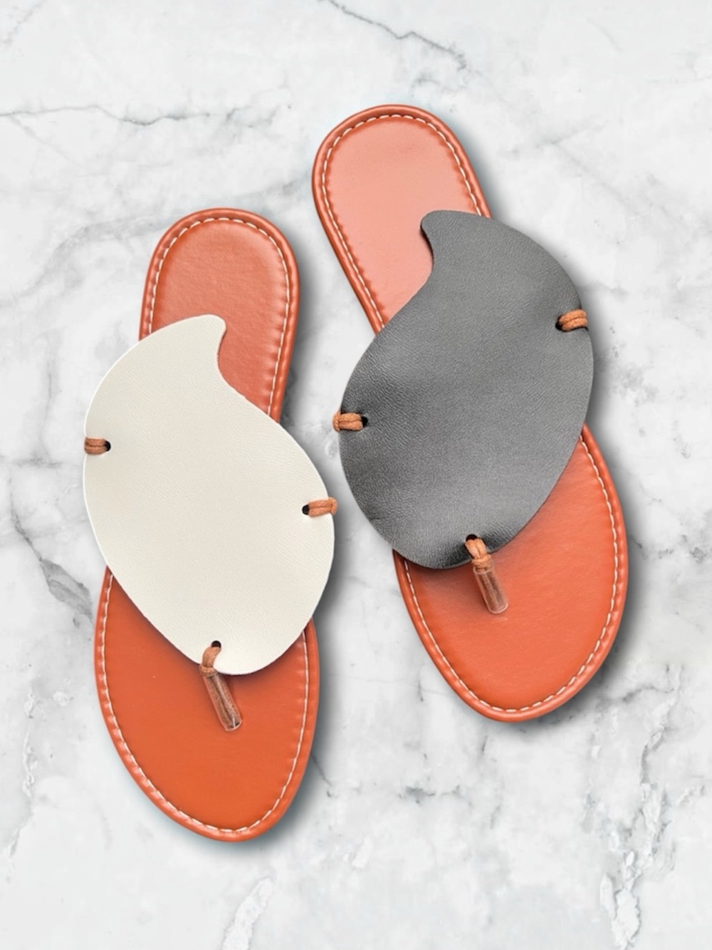SHEIN Color Block Womens Slide Black White Leaf 10